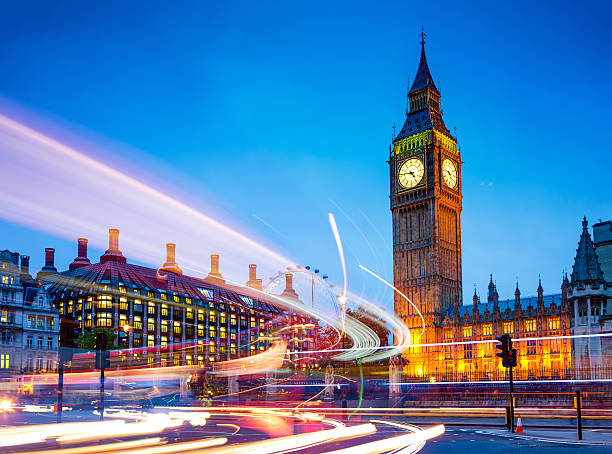 el big ben y westminster, london, reino unido - uk night skyline london england fotografías e imágenes de stock