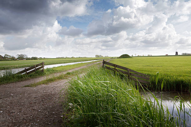 holandia: polder - polder windmill space landscape zdjęcia i obrazy z banku zdjęć