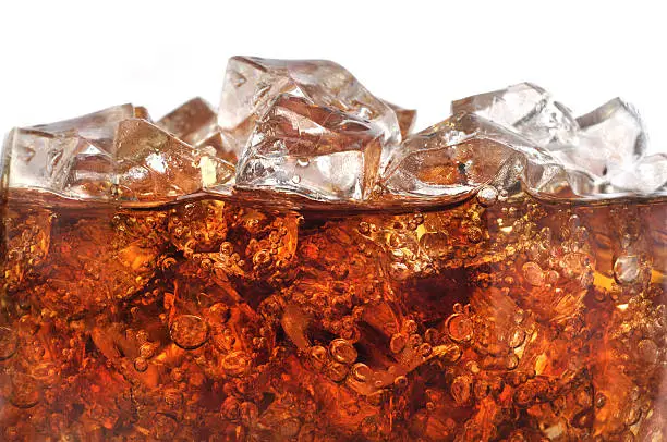Photo of Detail of Cold Bubbly Carbonated Soft Drink with Ice