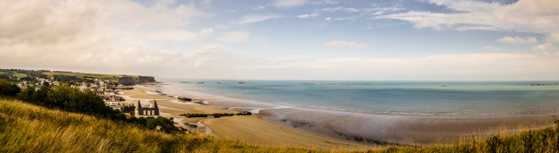 Panoramic of Gold Beach in Arromanches-les-Bains, France,