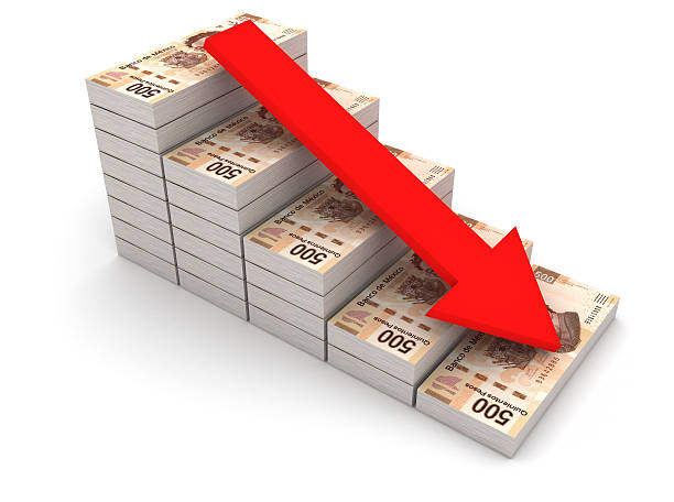 istock Decreasing value of Mexican peso. 503115101