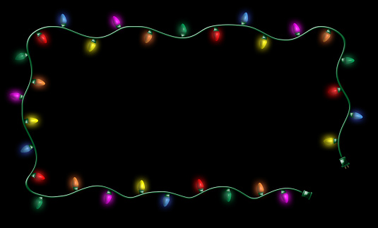 Christmas Lights Mulit-Colored - Black Background