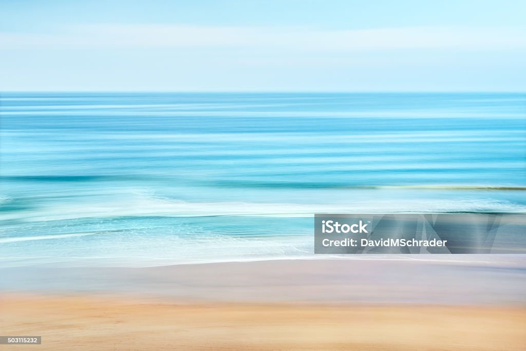 Ocean Coast A tranquil seascape of the Pacific ocean off the coast of California.  Image features blurred water movement captured with a long exposure. Beach Stock Photo