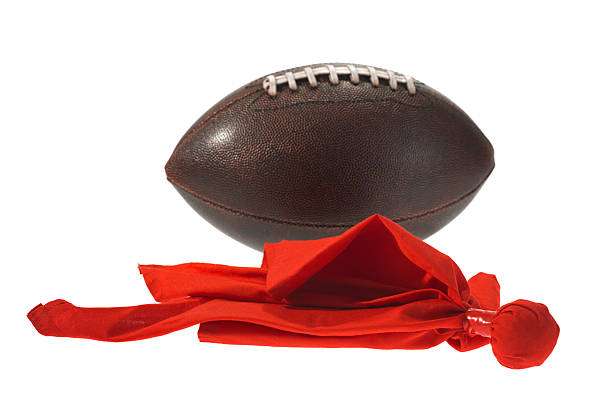 istock Coach's red challenge flag with American Football on white background 503116076