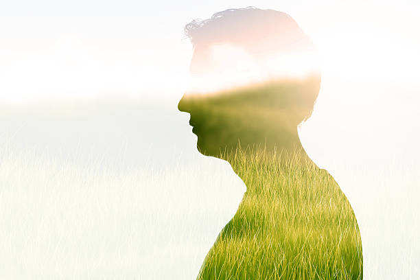 istock Double exposure field and male profile 503116675