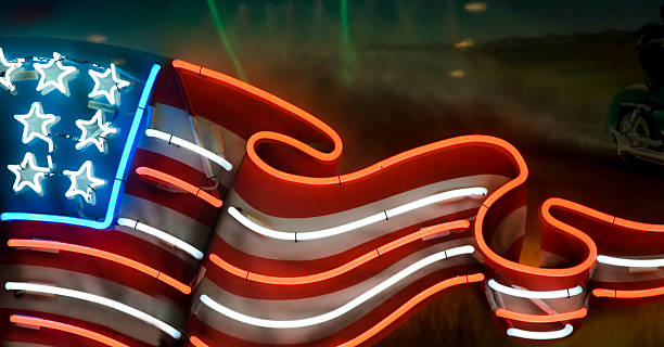 Bandeira dos Estados Unidos da América (Neon) - fotografia de stock