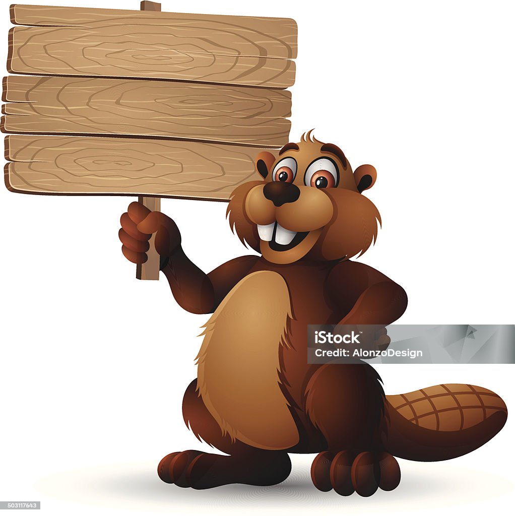 Beaver holding a Wooden Sign High Resolution JPG,CS6 AI and Illustrator EPS 10 included. Each element is named,grouped and layered separately. Very easy to edit.  Beaver stock vector