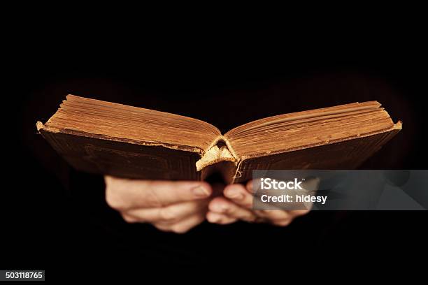 The Book Stock Photo - Download Image Now - Bible, Black Background, Book