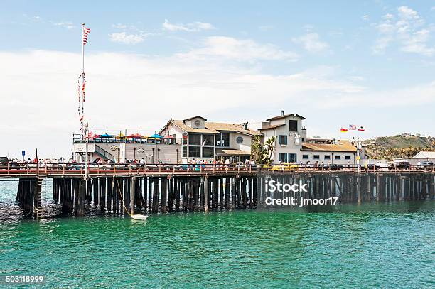 Stearns Wharf And Restaurant Stock Photo - Download Image Now - Santa Barbara - California, Flag, Commercial Dock