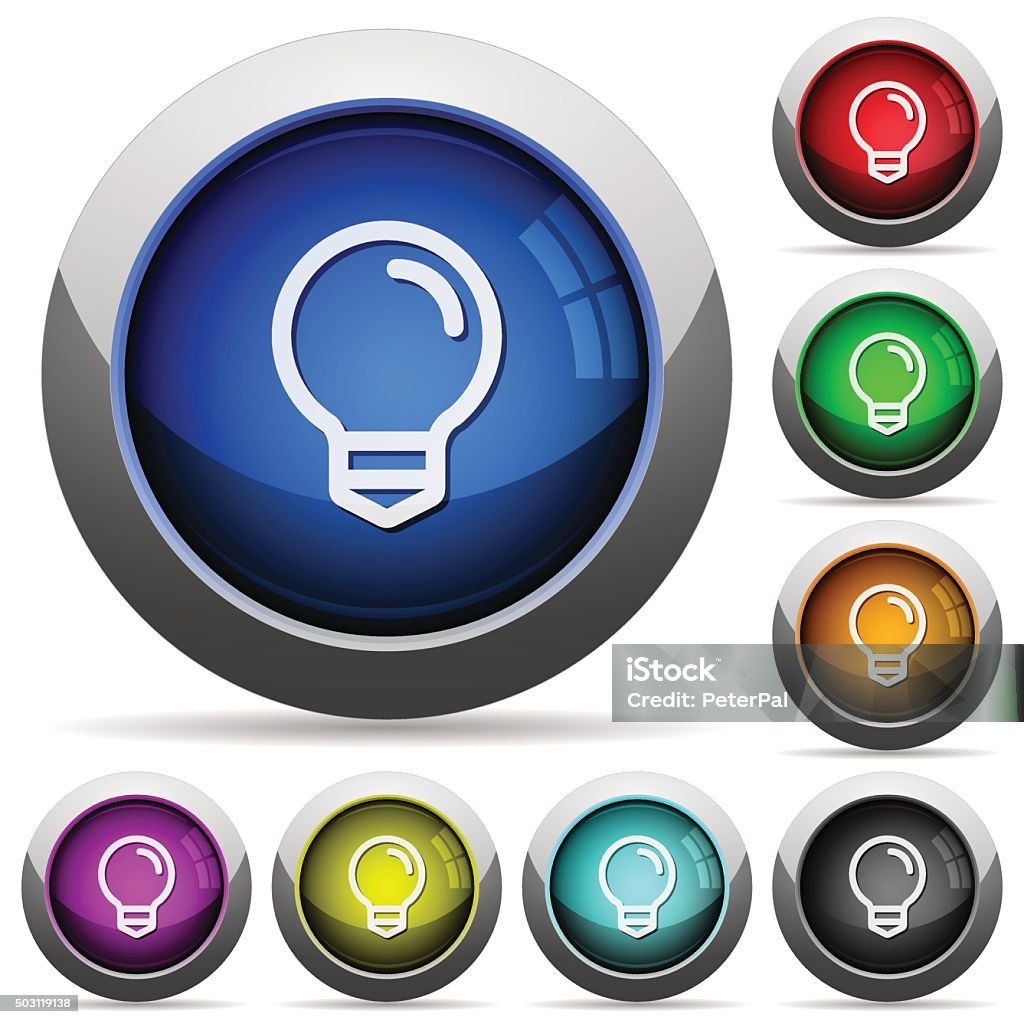 Lighty Button Light Bulb Button Set Stock Illustration - Download Image Now - Blue ...