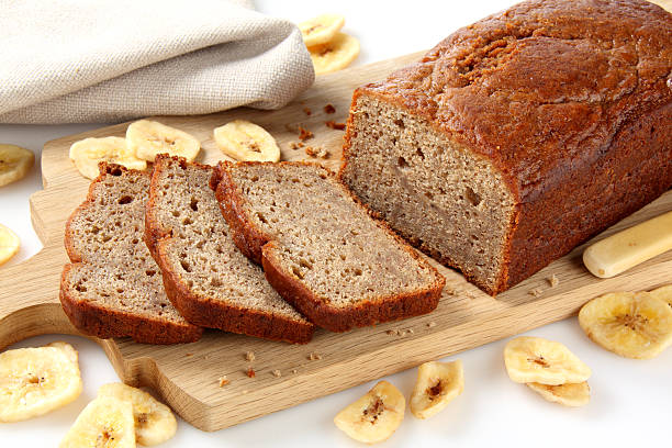 Banana Loaf Freshly baked loaf of banana bread BANANA BREAD stock pictures, royalty-free photos & images