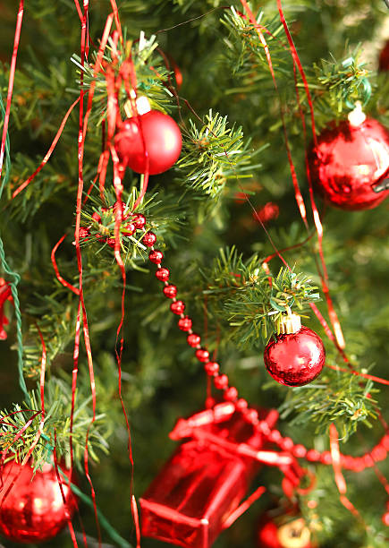 istock red glass balls decorate a Christmas tree 503119292
