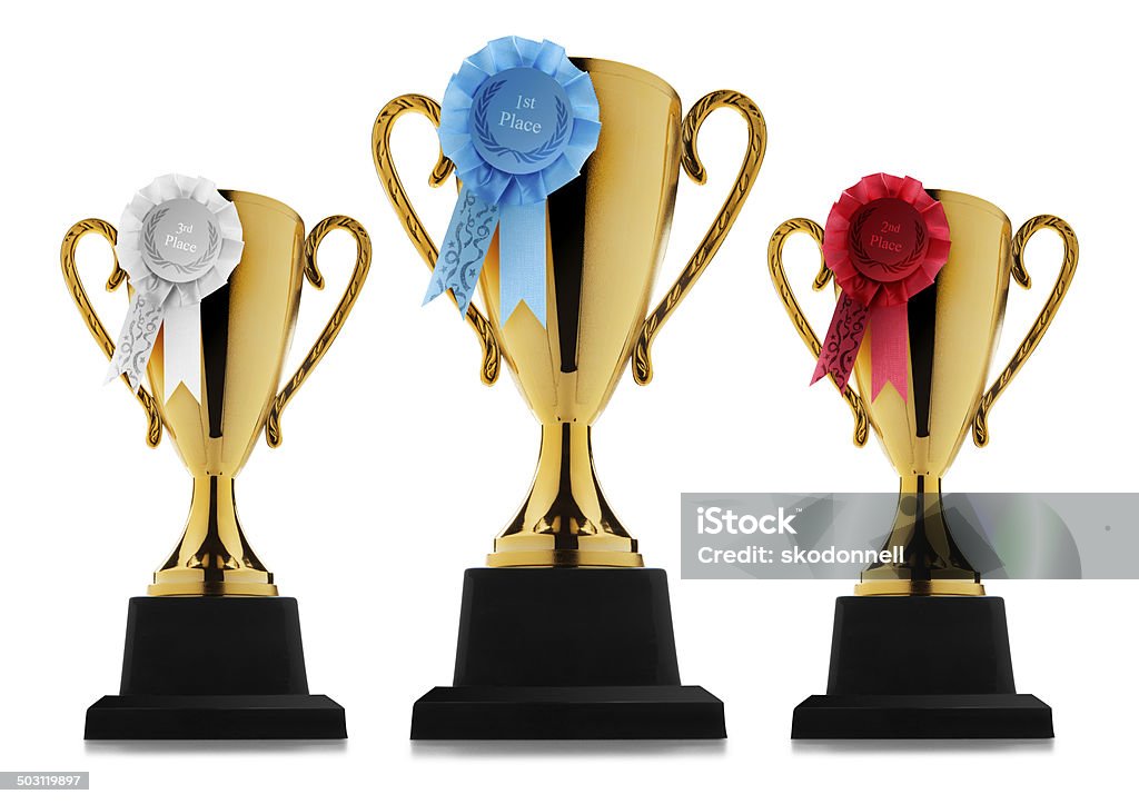 Premio tazze isolati su bianco - Foto stock royalty-free di Secondo Posto