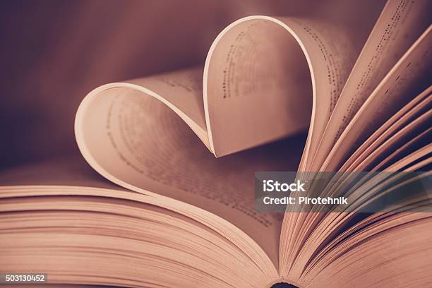 Heart Book Page Vintage Effect Style Pictures Stock Photo - Download Image Now - Book, Love - Emotion, Romance