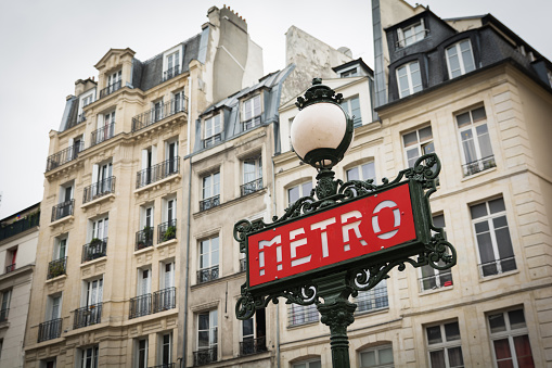 Retro Metro sign in Paris France