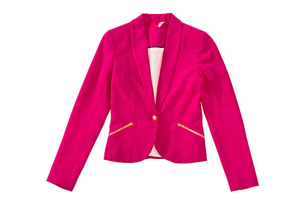 istock Woman's pink elegance blazer with golden zips and button, isolated 503131533