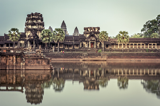 DSLR picture of the Angkor Wat temple, Cambodia.  The temple is reflecting on the water.