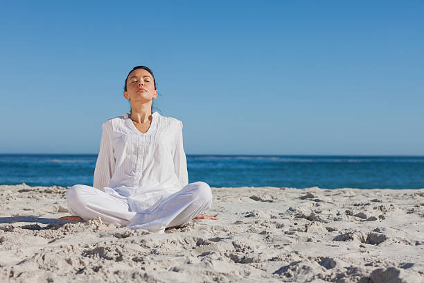 istock Peaceful woman sitting and relaxing 503132569