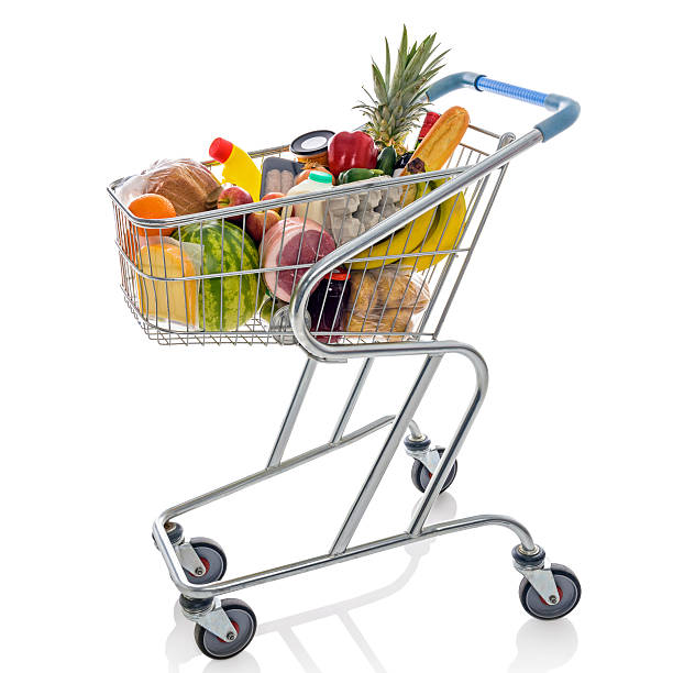 istock Shopping trolley isolated on white 503134615