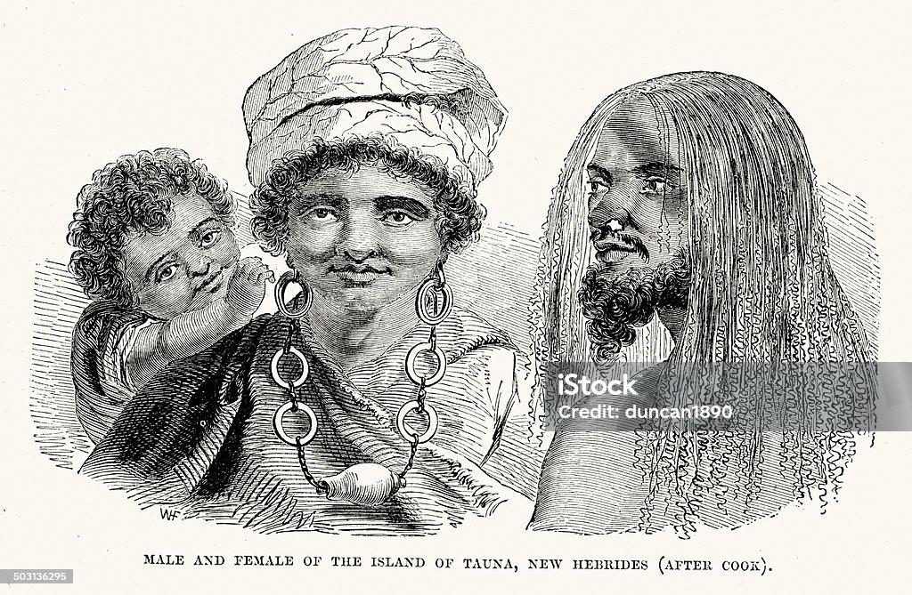 Maschio e femmina dell'isola di Tauna - Illustrazione stock royalty-free di Adulto