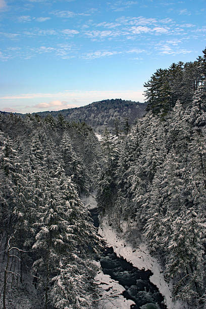 istock Snow over river mountains Vermont 503136318