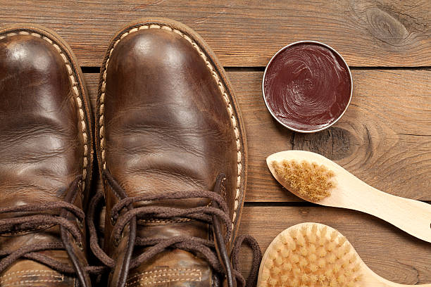 istock Old shoes and Shoe polish 503136505