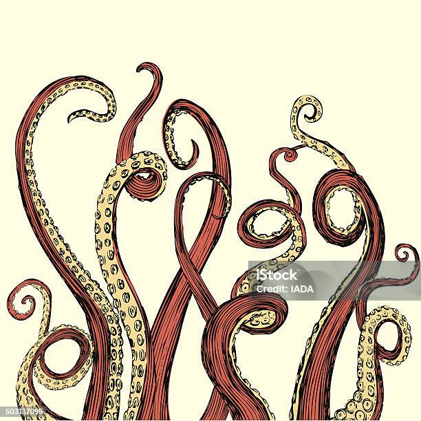 Hand Drawn Vector Tentacles In A Rough Wood Cut Style Stock Illustration - Download Image Now