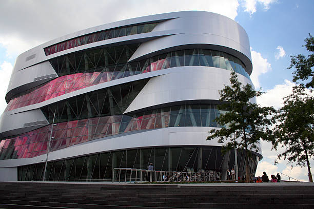 Stuttgart, Germany - July 31, 2007: The uniquely shaped Mercedes Benz Museum utilizes a double helix design to the floorplan to maximize space in the comprehensive study of the history of the automaker. 