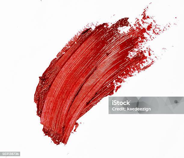 Smudged Red Lipstick Isolated White Background Stock Photo - Download Image Now - Adult, Arts Culture and Entertainment, Backgrounds
