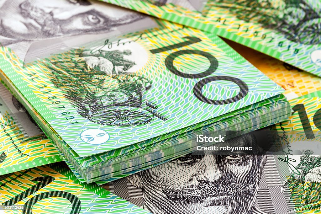 Australian One Hundred Dollar Bills Australian one hundred dollar bills. Australian Currency Stock Photo