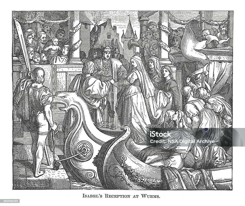 Isabel por la gerencia en la sala Antigua Wurms (grabado) - Ilustración de stock de Ceremonia Matrimonial libre de derechos