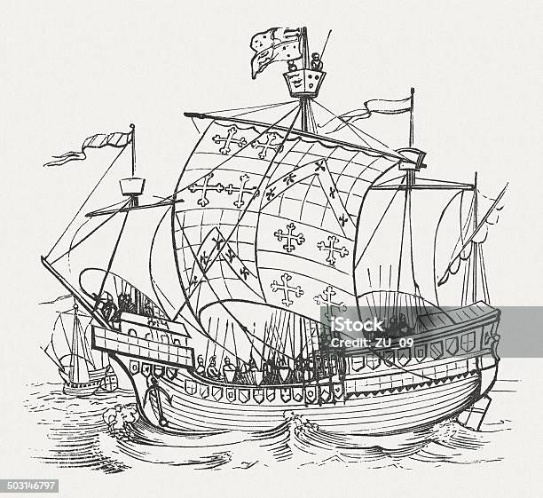 Vetores de Scandinavian Navio e mais imagens de Arte xiolográfica em estilo oriental - Arte xiolográfica em estilo oriental, Barco a Vela, Barco de passageiros