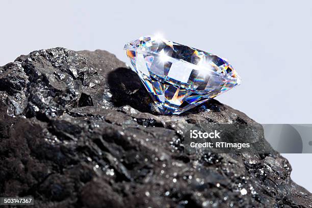 Diamond And Coal Stock Photo - Download Image Now - Close-up, Coal, Contrasts