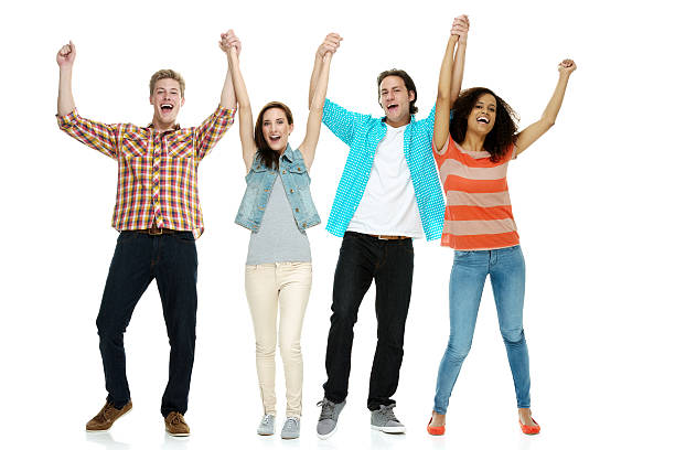 istock Four friends celebrating a victory 503147661