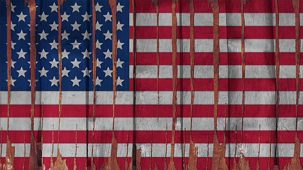 istock United States Flag paint on wood vertical  texture 503149407