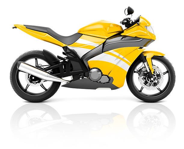 istock 3D Image of a Yellow Modern Motorbike 503149917