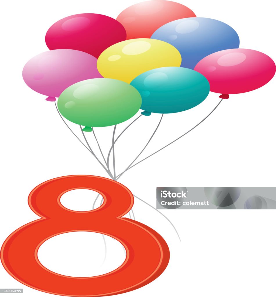 Ocho coloridos globos - arte vectorial de Aprender libre de derechos