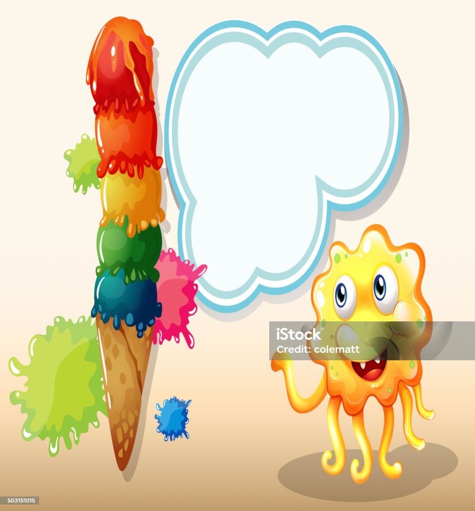 Monster staring at the giant icecream Illustration of a monster staring at the giant icecream Alien stock vector