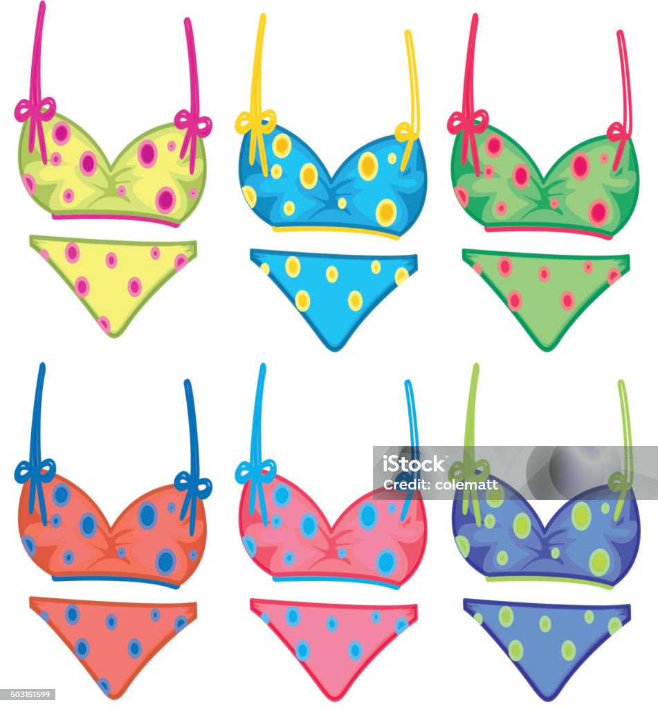 Pois colorati bikini - arte vettoriale royalty-free di Bikini