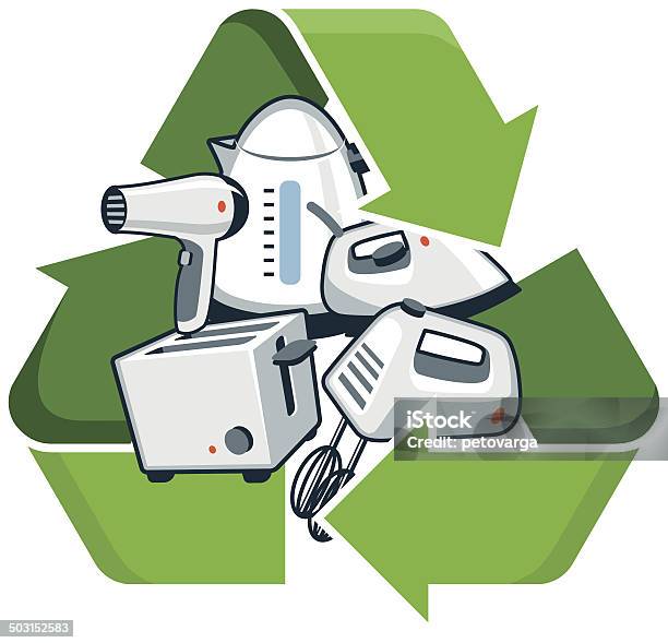 재활용하다 소형 전자 기기 재활용에 대한 스톡 벡터 아트 및 기타 이미지 - 재활용, 재활용 기호, 토스트기