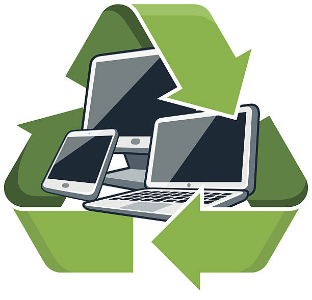 recycling elektronische geräte - elektroschrott stock-grafiken, -clipart, -cartoons und -symbole