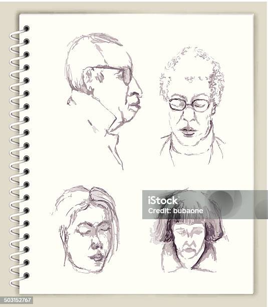 Peoples Twarzy Rysunek Na Art Sketcbook Royaltyfree - Stockowe grafiki wektorowe i więcej obrazów Abstrakcja