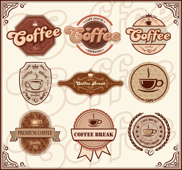 coffee labels design of vector coffee labels.This file was recorded with adobe illustrator cs4 transparent. EPS10 format. black coffee swirl stock illustrations