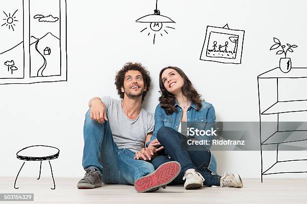 Happy Couple Dream New Home Stock Photo - Download Image Now - Couple - Relationship, Home Interior, Dreamlike