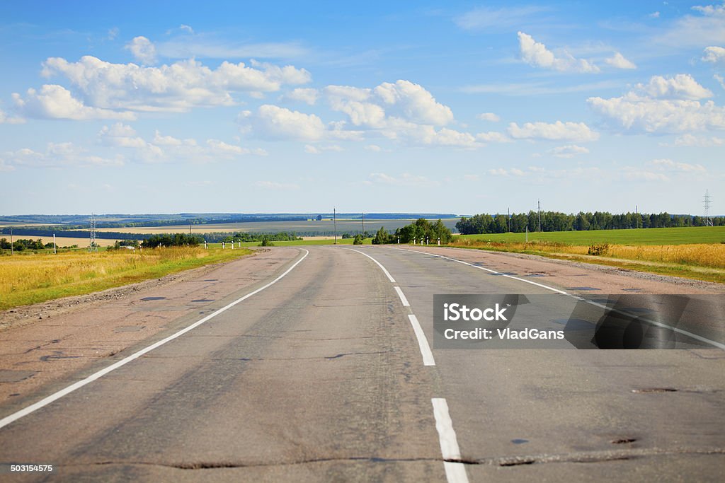 Road Road through hill and forest Asphalt Stock Photo