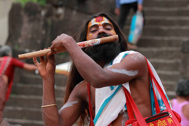 Nashik,India-September15,2015:An unidentified Sadhu looks as he participates in the religious event Maha Kumbh Mela in Nashik, India.