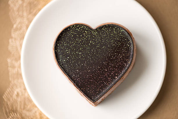 istock Valentine's Day Heart Shaped Chocolate Mousse Cake with Gold Dust 503156458