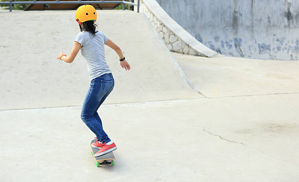 istock skateboarding woman at skatepark 503157838