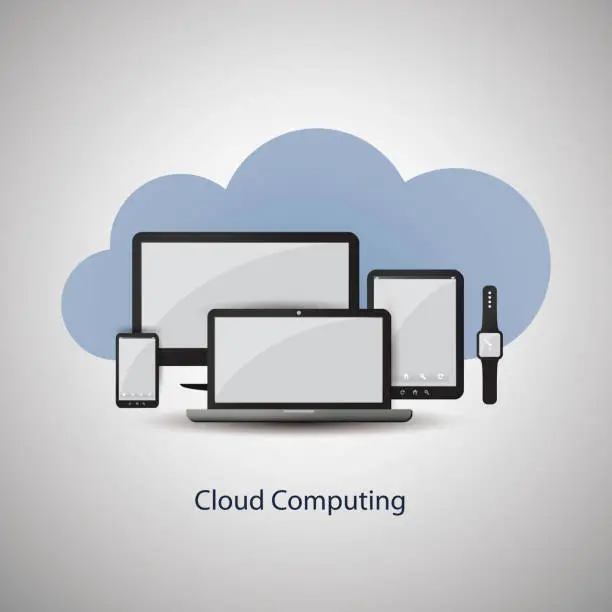 Vector illustration of Cloud Computing Concept Design with Mobile Devices