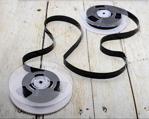 istock Magnetic tape on wooden background. 503158370